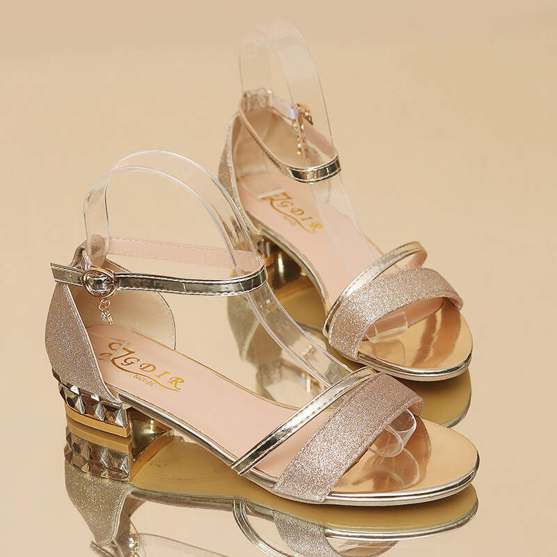 Summer 2025 Women's New Glitter Fashion Strap, Open Toe Large Roman Sandals, Casual Women's Shoes