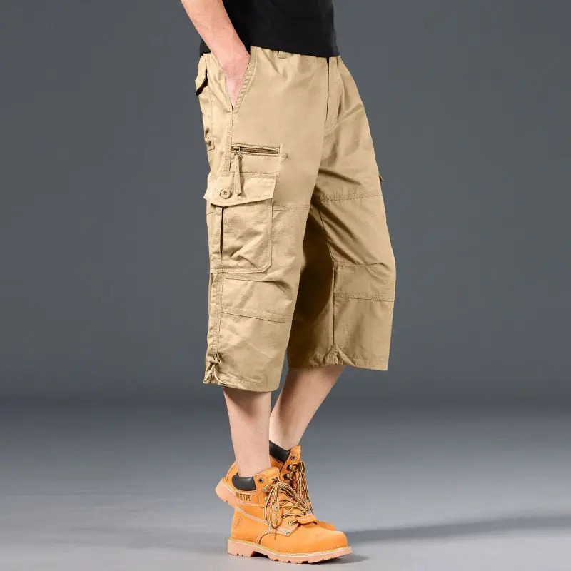 Summer Outdoor Multi Pocket Workwear Shorts for Men Plus Size Casual Cropped Pants Pure Cotton Sports Mid Length 250530