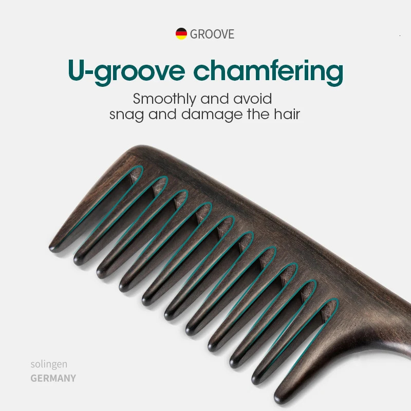 MR.GREEN Natural Wood Comb Wide Tooth Wet Hair Combs Anti-Static Styling Comb for Long Hair Head acupuncture point massage 250603