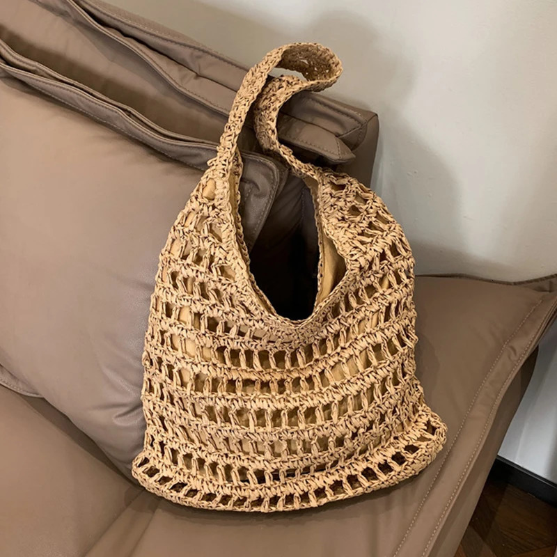 Summer Straw Woven Bag for Women Shoulder Raffia Paper Rope Boho Beach Handbags Casual Messenger Crossbody Female Purse 250605