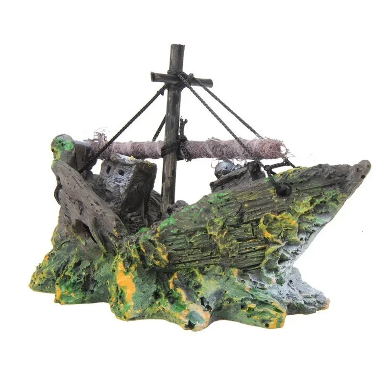 Aquarium Fish Tank Decorations Landscape Pirate Ship Wreck Ship Vintage Resin Boat Aquarium Accessories Home Decorations 250604