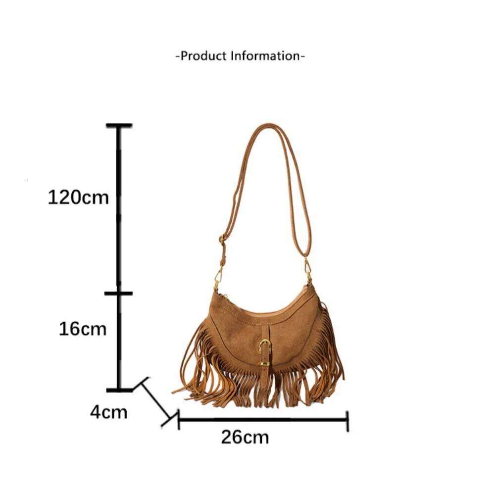 Frosted Tassel Moon Vintage Shoulder Crossbody Bag For Women Fashion Dumpling Bags Ladies Travel Purse Handbags