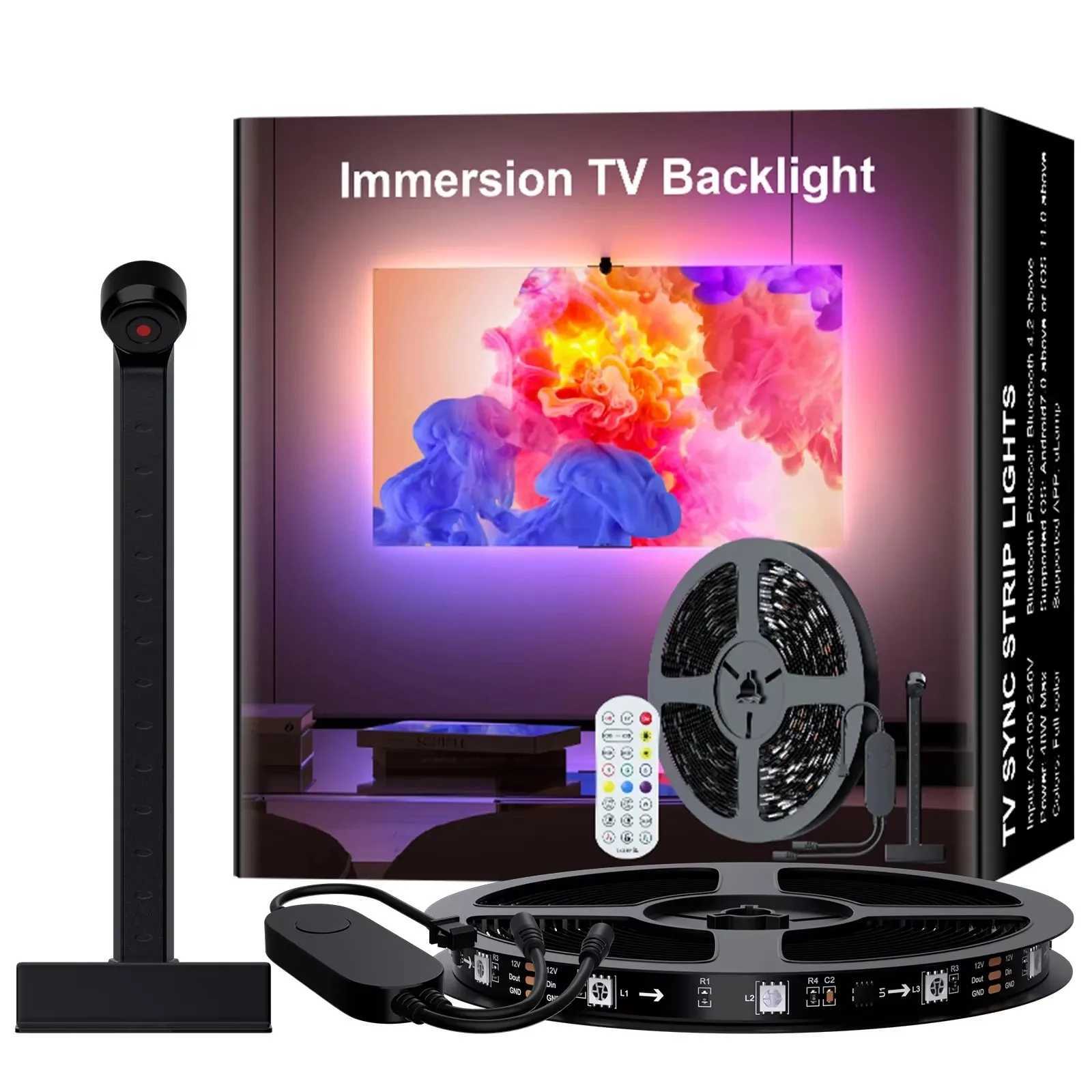 Ambilight For Tv Backlight Sync To Screen 3.8M 5M 5V Usb Rgbic Smart Led With Camera Synchronized Tv Light App Control Gaming Z250605