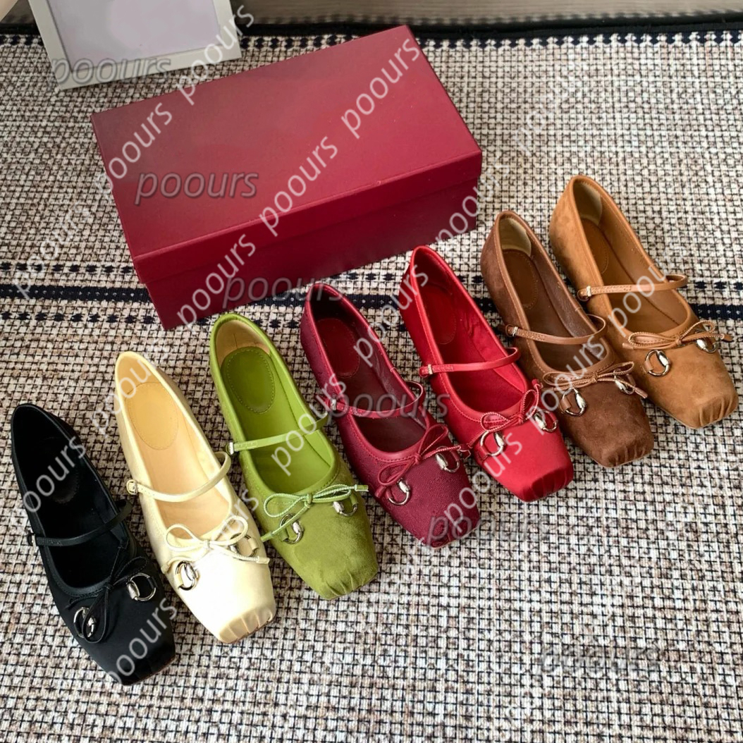 Ballet flat Paris Designer Professional Dance Shoes Satin ballerinas Bowknot Round toe Shallow Mouth Single Shoe Mary Jane comfortable flat women Loafers size35-40