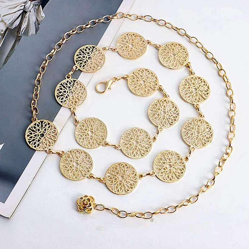 Metal Hollow Circle Chain for Women, Unique Versatile Clothing Decoration Waist Chain, Fashion Accessories