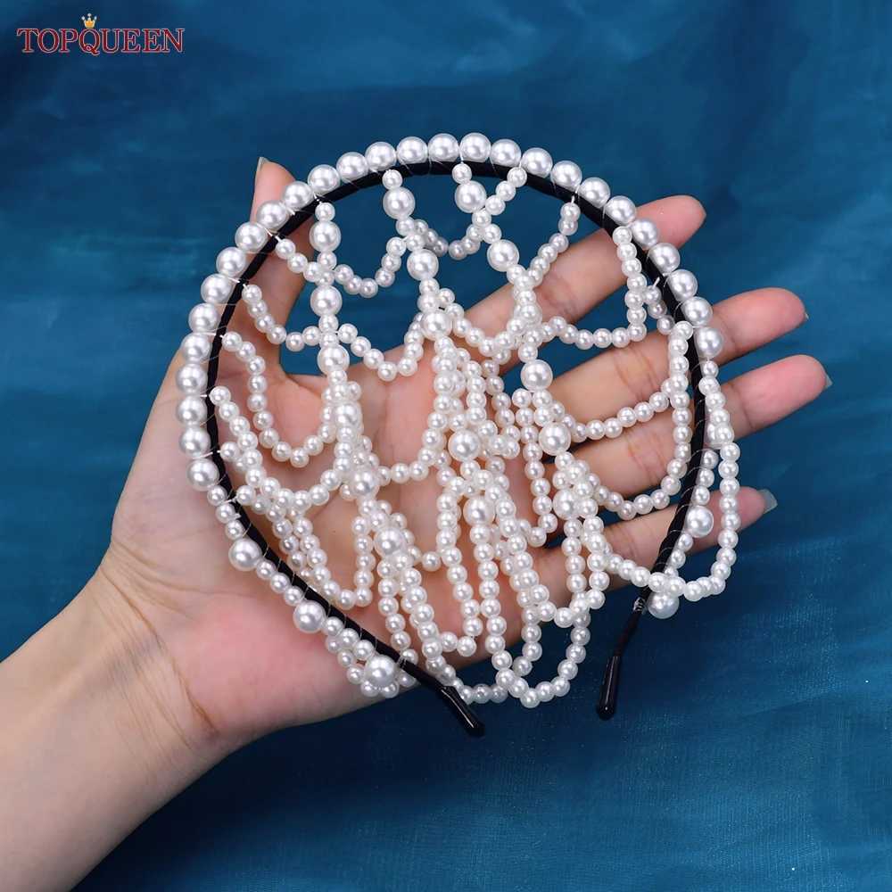 TOPQUEEN SA01 Elegant Pearls Hair Bands Accessories Headdress Luxury Bridal Crown Women Jewelry Hoop Daily Tassel Hairwear Z250605