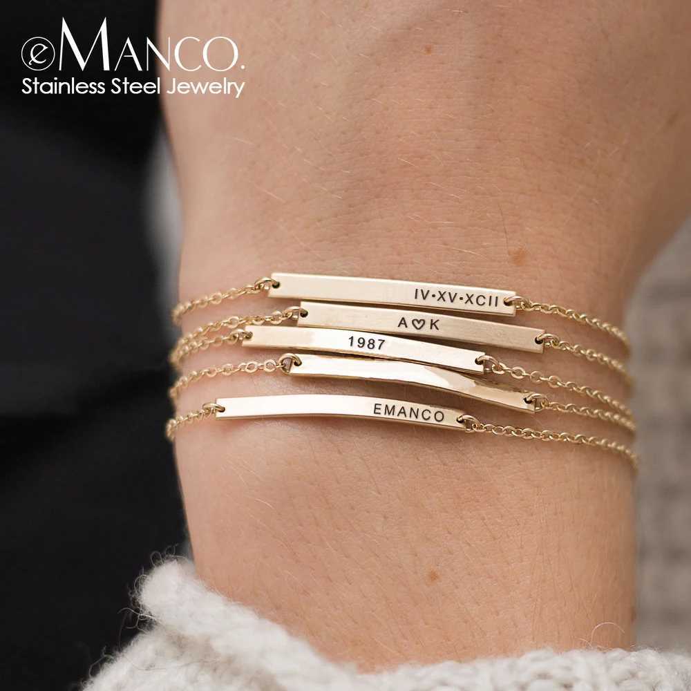 Engrave Name Womens Multilayer Bracelet for Women Paired Stainless Steel Bracelet Best Friend Female Wrist Bracelet Jewelry W250606