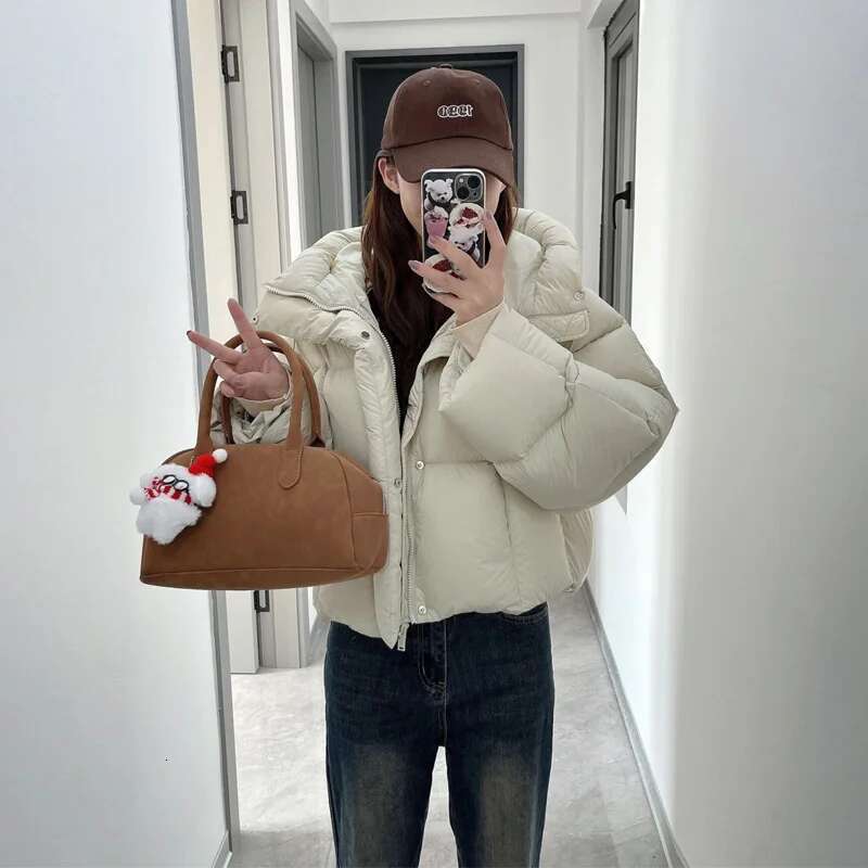 Korean Short Hooded Down Parkas Warm Puffer Jacket Women Cotton Padded Clothes Solid Loose Winter Coat Outwear Female