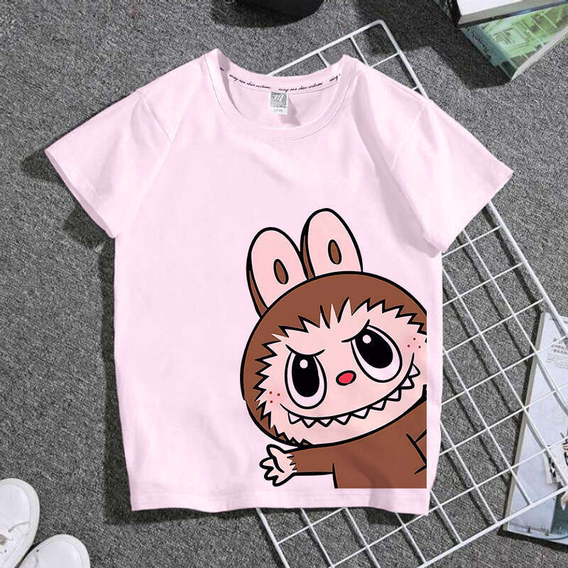 Labubu Trendy Summer T-Shirt Anime Peripheral Short Sleeve Casual Unisex Two-Dimensional Labubu doll