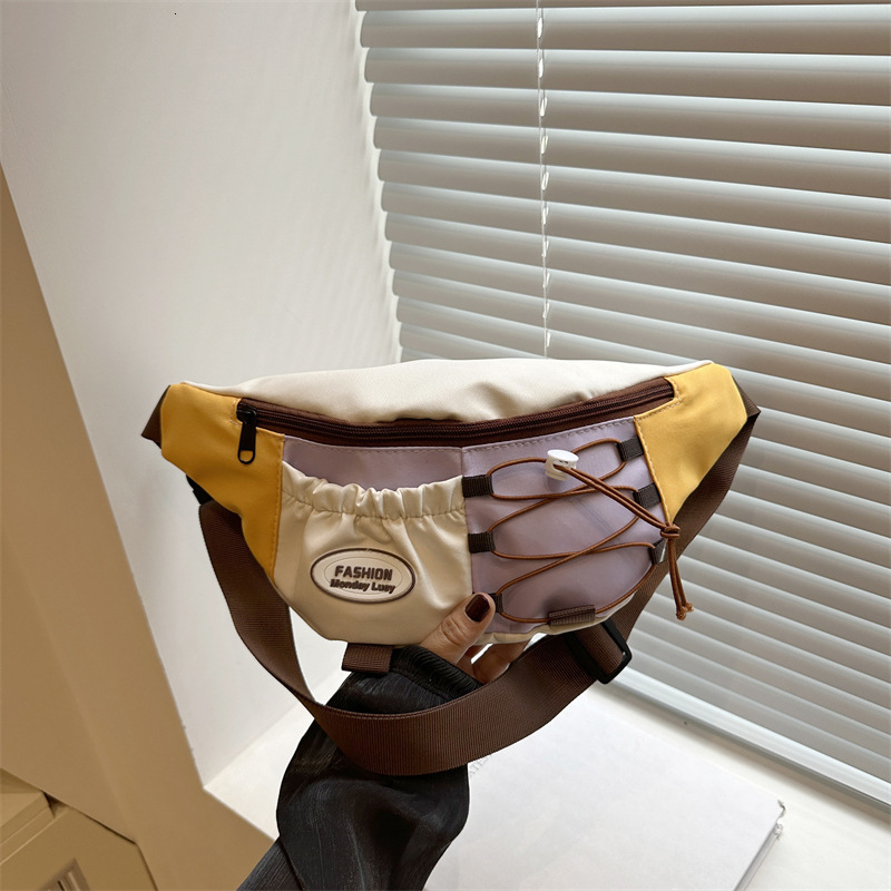 designer Korean Style Niche Design Crossbody Bag Japanese Style 2025 Retro Color-Block Casual Chest Bag for Women and Men Sports Fashion Waist Bag