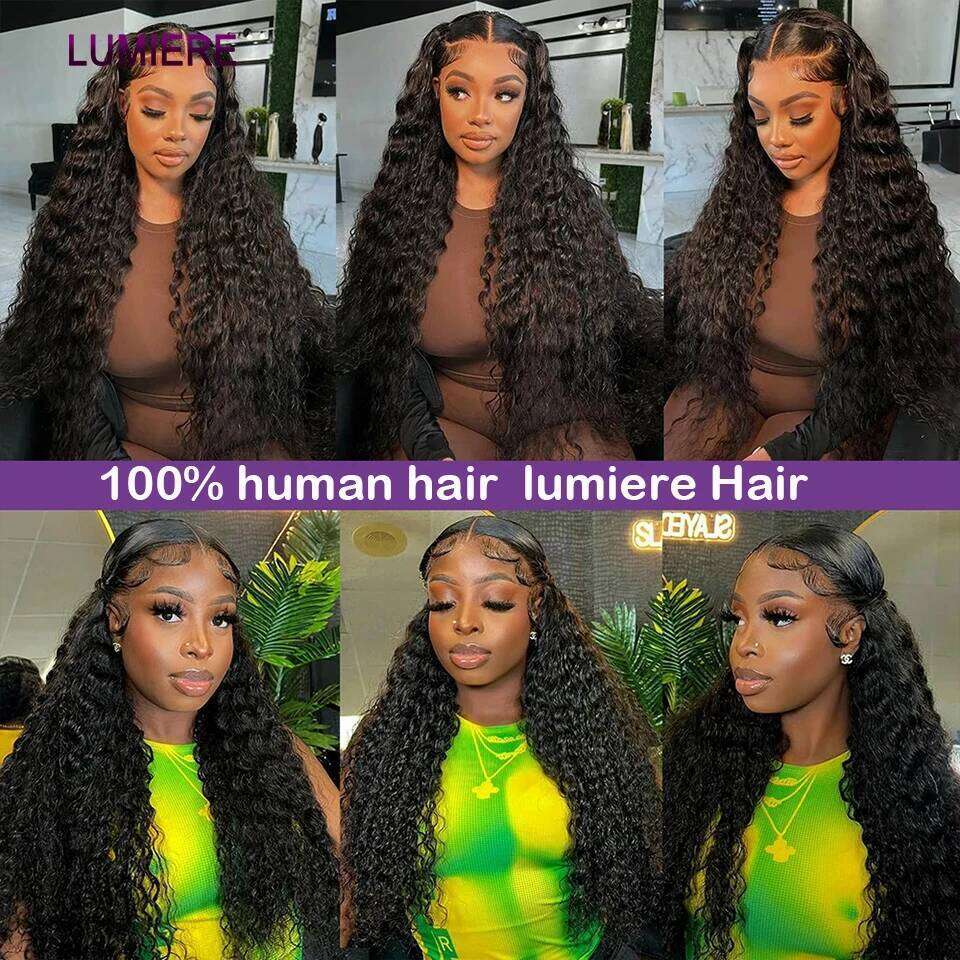 Deep Water Wave Human Bundles With Frontal HD Transparent Lace Closure And Bundle Raw Virgin Hair Weave Extension