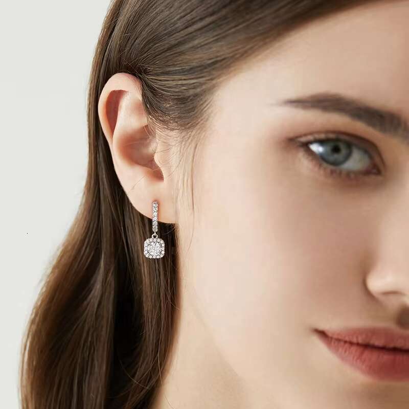 925 Sterling Silver GRA 0.5 CT Lab Diamond Gemstone Moissanite Earring Hoop Dangle Tennis halo Women Engagement Fine Jewelry