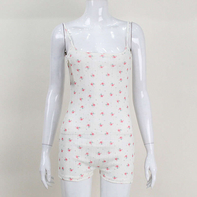 Women's Printed Strapless Off-Shoulder Tie Sexy Hot Girl Shorts Casual Jumpsuit B5