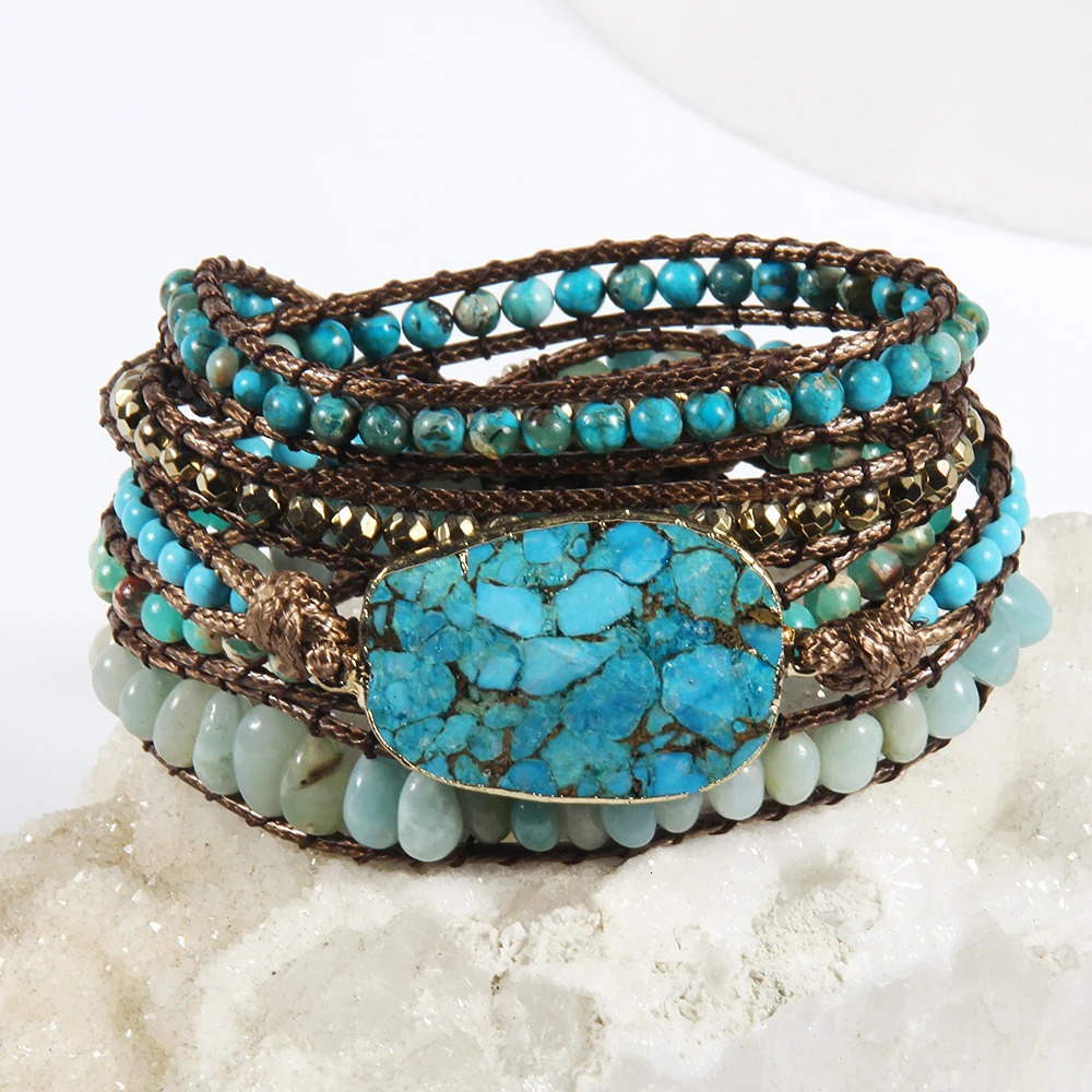 Women Gift er Boho Bracelet Handmade Mixed Natural Stones Charm 5 Strands Wrap Bracelets Women Jewelry 250604
