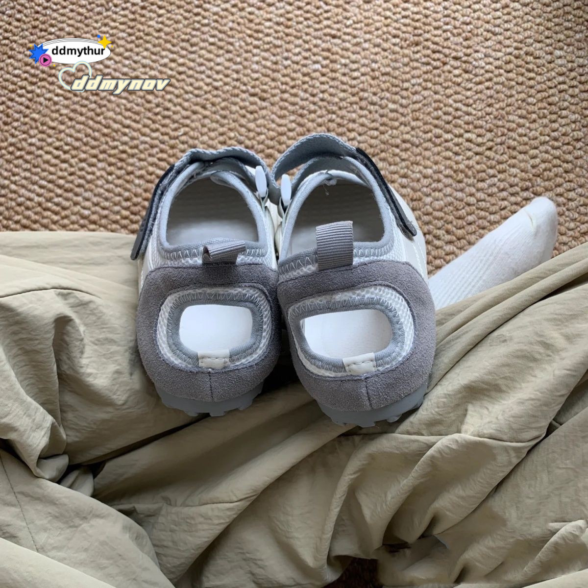 2025 Summer New Ugly Cute Shoes Women's Velcro Mary Jane Shoes Women's Flat Bottom Versatile Casual Shoes Puff Single Shoes ddmynov