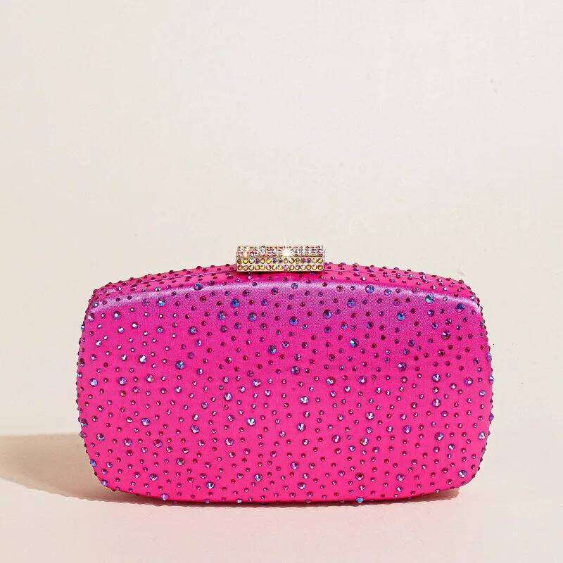 Celebrity Fashionable Women's Rhinestone High-end Bridal Evening Bag Mother of Bride Dress Matching Handbag Fresh Pink Purse