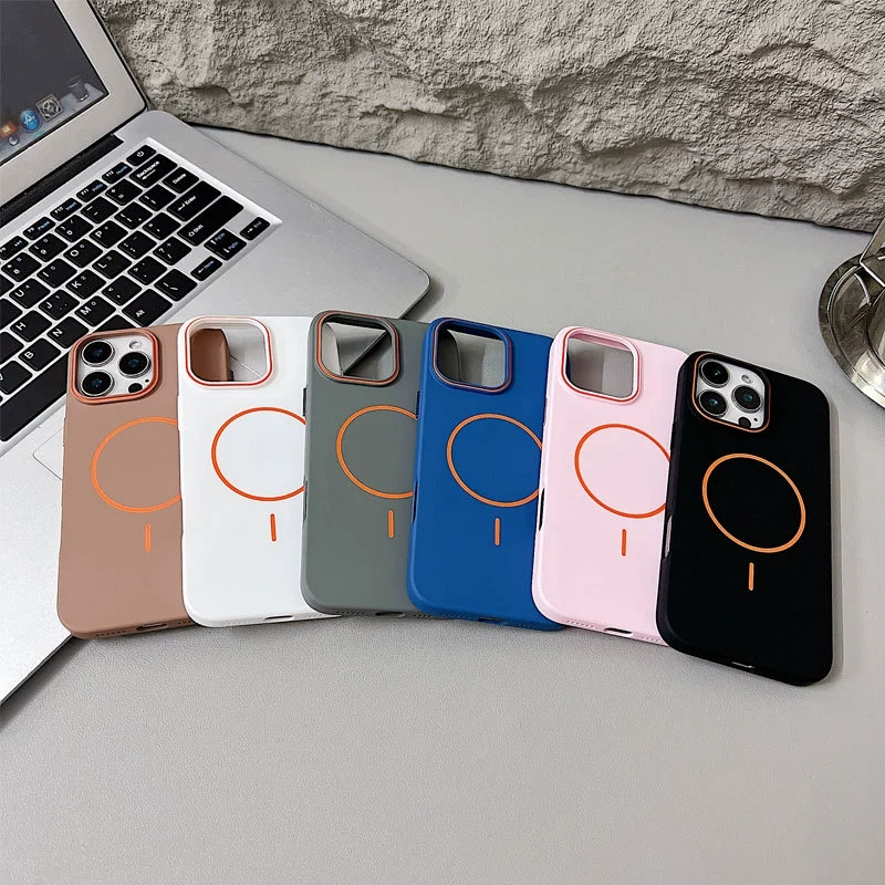 Ultra Thin Simple Hit Color Magnetic Phone Case for iPhone 16 15 14 Plus 13 12 11 Pro Max Matte Wireless Charging Hard Magsafe Cover