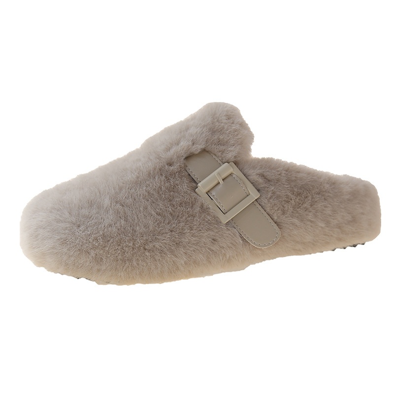 2025 free shipping autumn and winter new designer shoes, women's fur slippers, fashionable outerwear, half mop cotton mop black brown