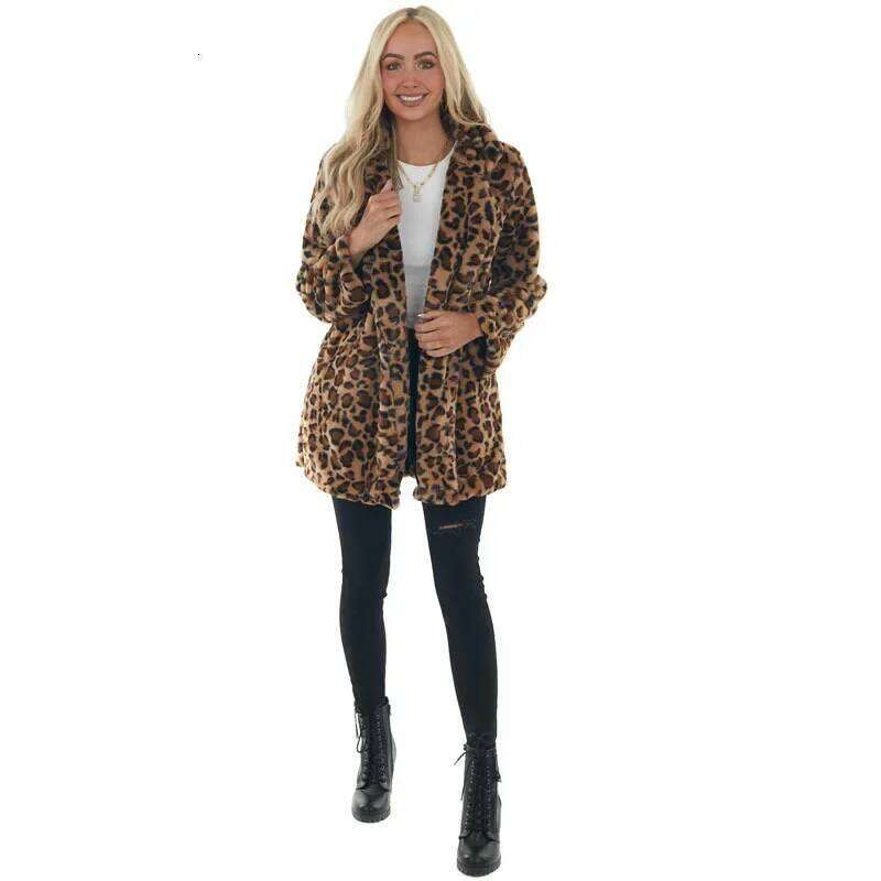 Faux Fur Women Winter Coat Wool 2025 Leopard Jacket Streetwear Warm Jackets Fashion Elegant Ladies Long Sleeve Coats Parkas