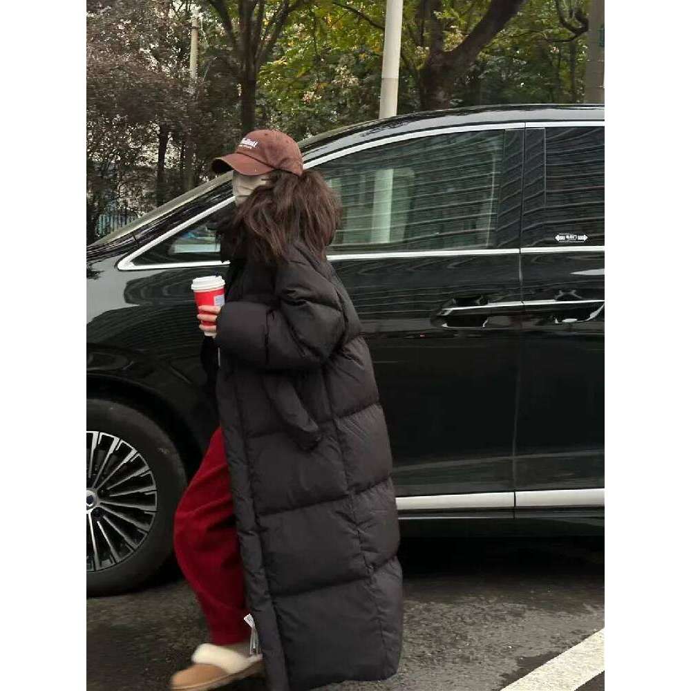 Winter Women Casual Long Sleeve Outerwear Solid Color Hooded Maxi X-Long Parkas Jacket Oversized Single Breasted Warm Coat