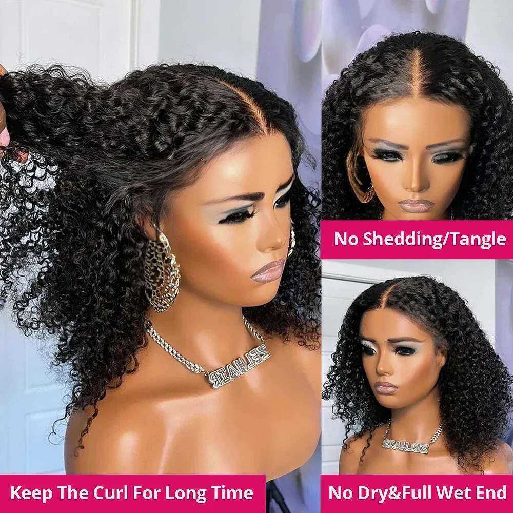 Brazilian 100 Human Hair Short Bob Deep Wave HD Front Wigs Nature Black Color Curly 13x4 13x6 5x5 Glueless Lace Frontal Wig