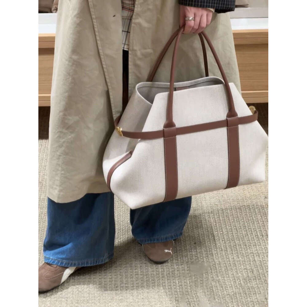 Old Money Summer Lazy Style Linen and Leather Tote Basket Shoulder Casual Shopping Bag