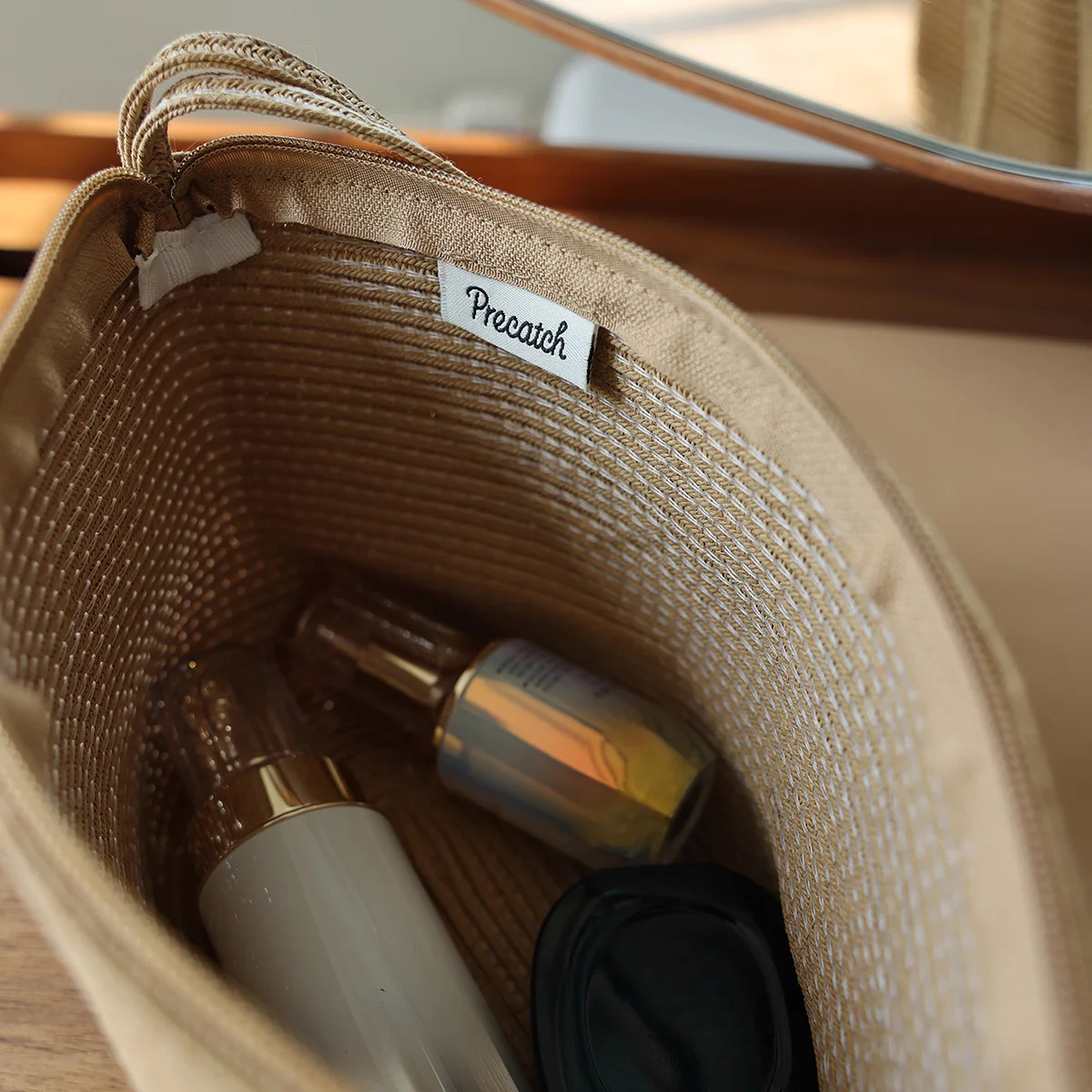 Spring Summer Travel Straw Woven Cosmetic Bag Solid Color Storage Outdoor Portable Casual Beach Hand Bag 250605