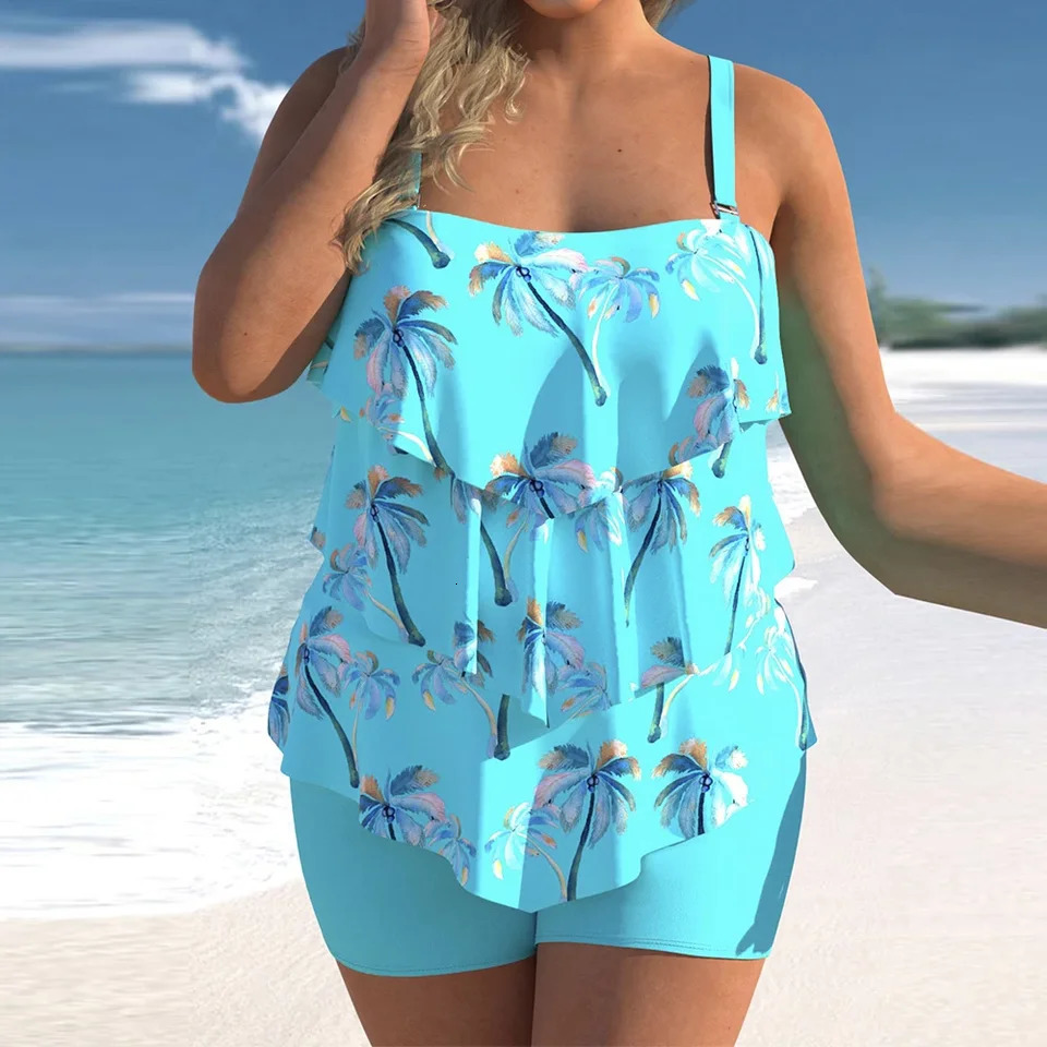 2024 Womens Swimwear Plus Size Tankini Swimsuit Colorful Printing Female Sexy Beach Bathing Suit 250603