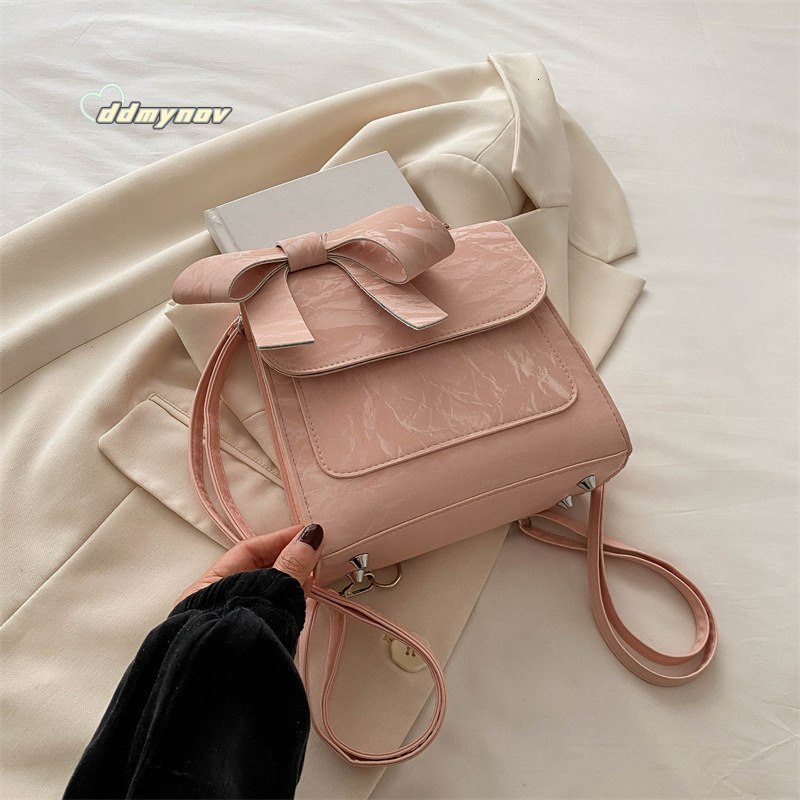 Bowknot Multi-use for Women 2024 New Trendy Fashion College Style Versatile Handbag Travel Backpack ddmynov