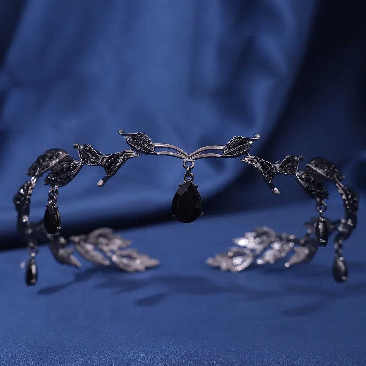 Black Crystal Pendant Tiara Headband Alloy Circle Wedding Tiaras Hot Sale Bridal Luxury Hair Beauty Wedding or Party Z250605