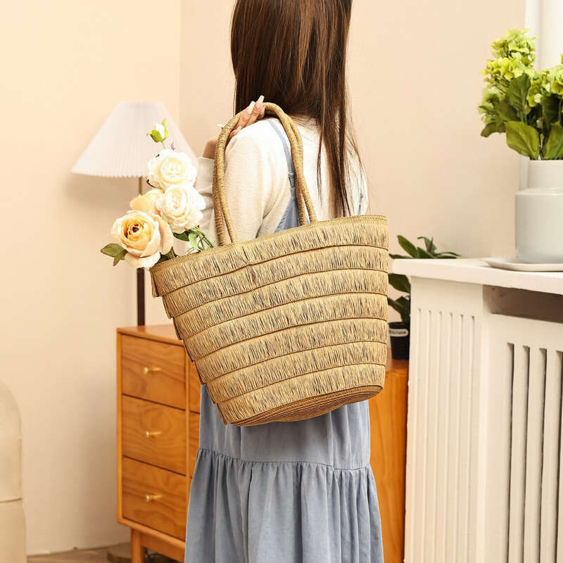 Straw Beach Tote New Straw Woven Fashion Women S Large Capacity Commuter Tote Beach Bag Straw Large Tote