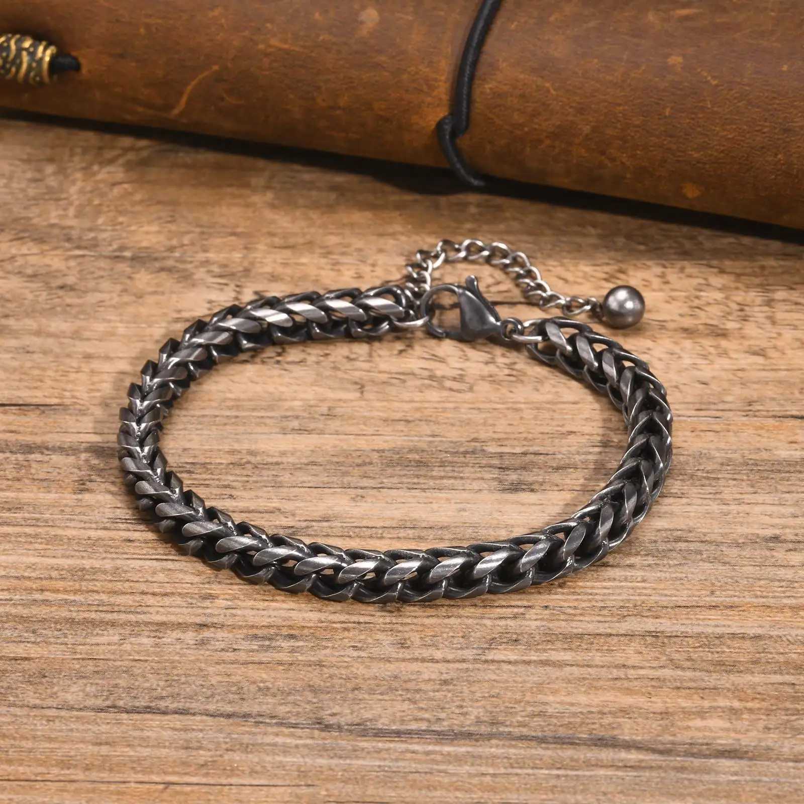 Retro Chain Bracelets for Men Boys Waterproof Stainless Steel Chain Links Wristband Classic Punk Vintage Jewelry Gifts W250606
