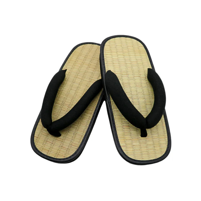 Straw Plaited Man Flip Flops Summer Slippers Y shaped Clip Slipper Sandals Open Toe Japanese Thick Bottom Slippers Indoor House 250604