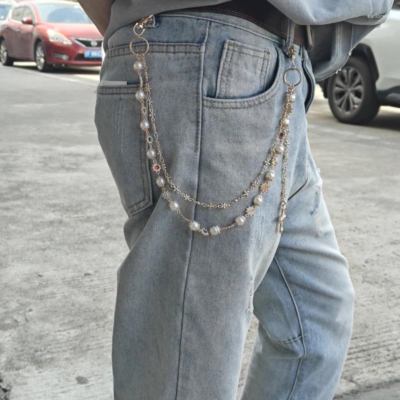 Keychains 2025 Model Pearl Pants Chain Fashionable Men And Women One's Waist Luxury Accessories Minimalism Key Hip Hop Jewelry
