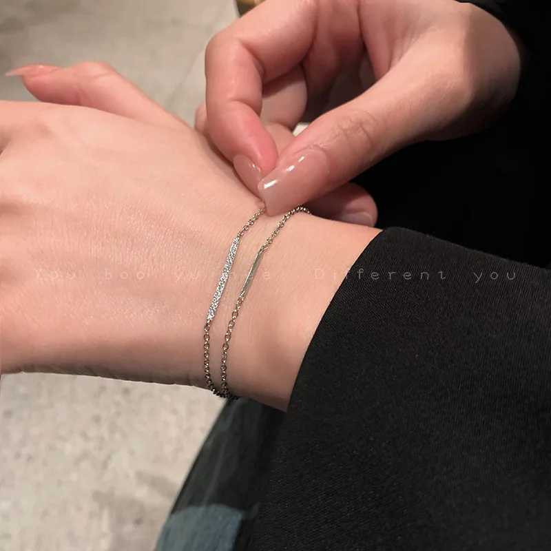 925 Sterling Silver Electroplated 14K Gold Double-layer Layered Exquisite Zircon Bracelet for Women Temperament Jewelry W250606