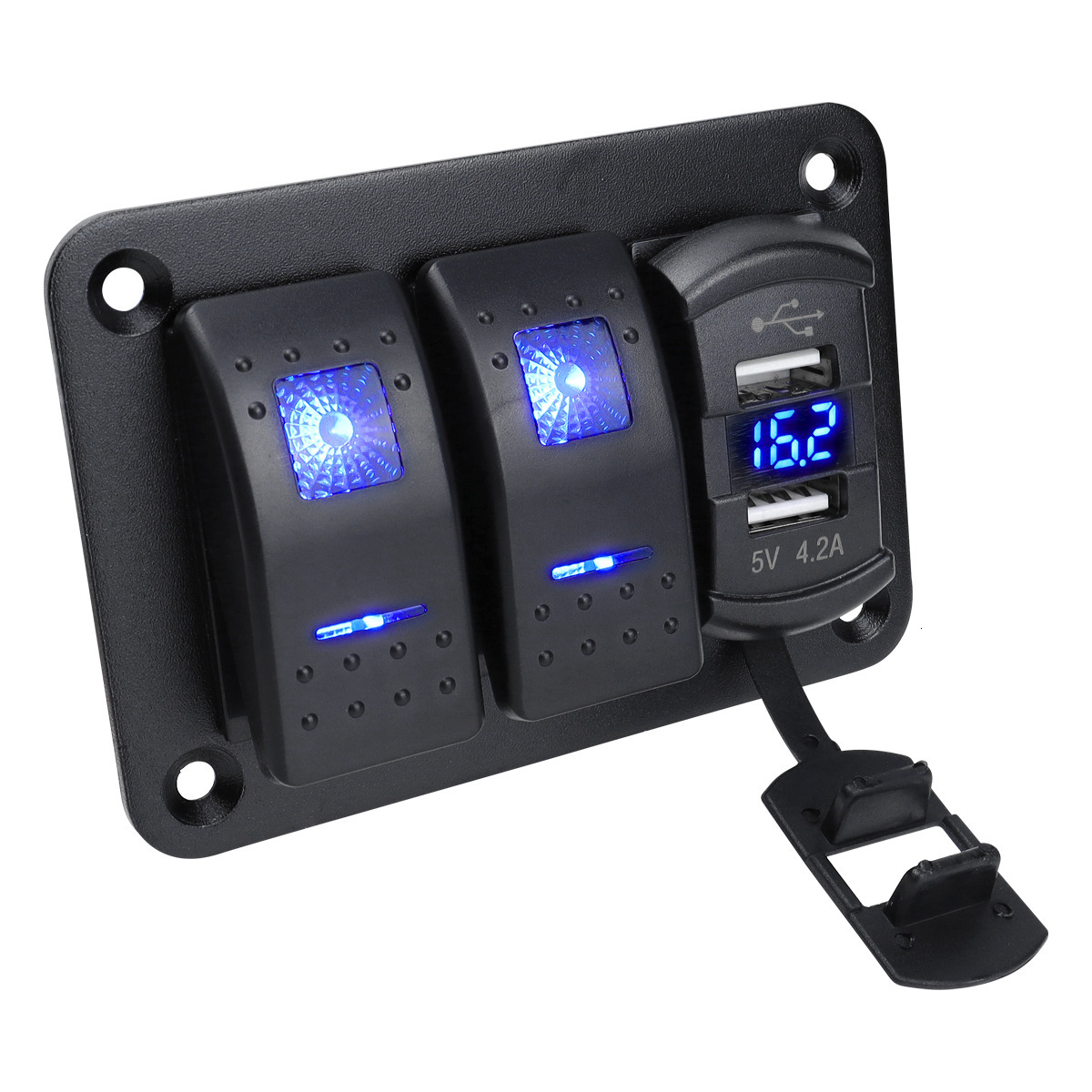 Car Central Control Modification 2+1 Multi-Position Panel Combination 4.2A Dual USB Boat Type Pre-Wired Waterproof Switch