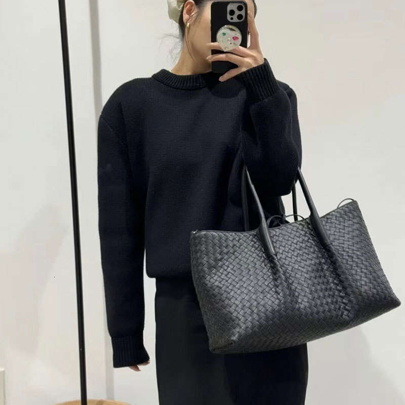 Cowhide Handwoven Tote French Style Casual Handbag Shoulder Crossbody Women s Bag