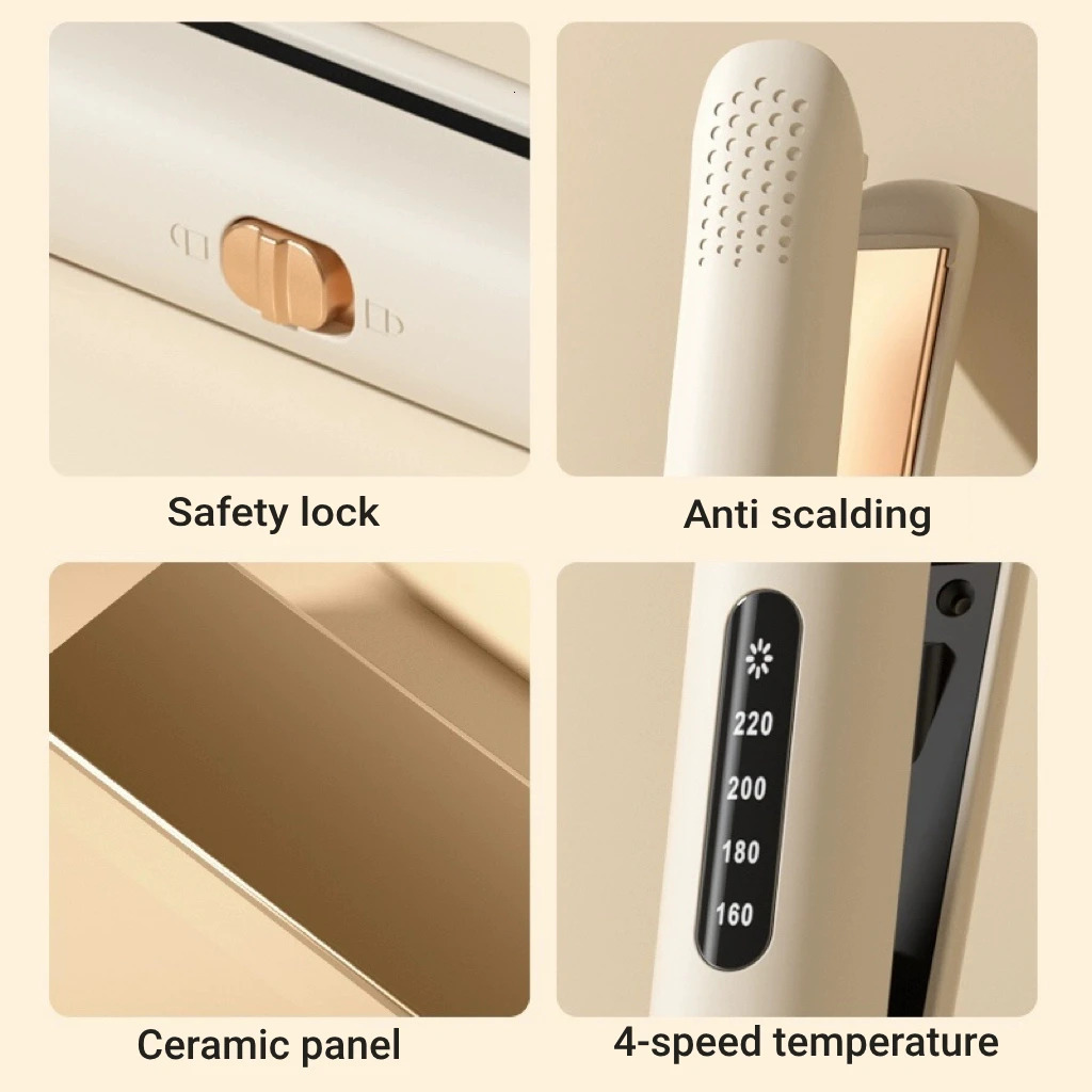 Hair Straightener Professional Ceramic Flat Iron Negative Ion Wide Plate 4 Gear Temperature Adjustable Straightening Iron 250605