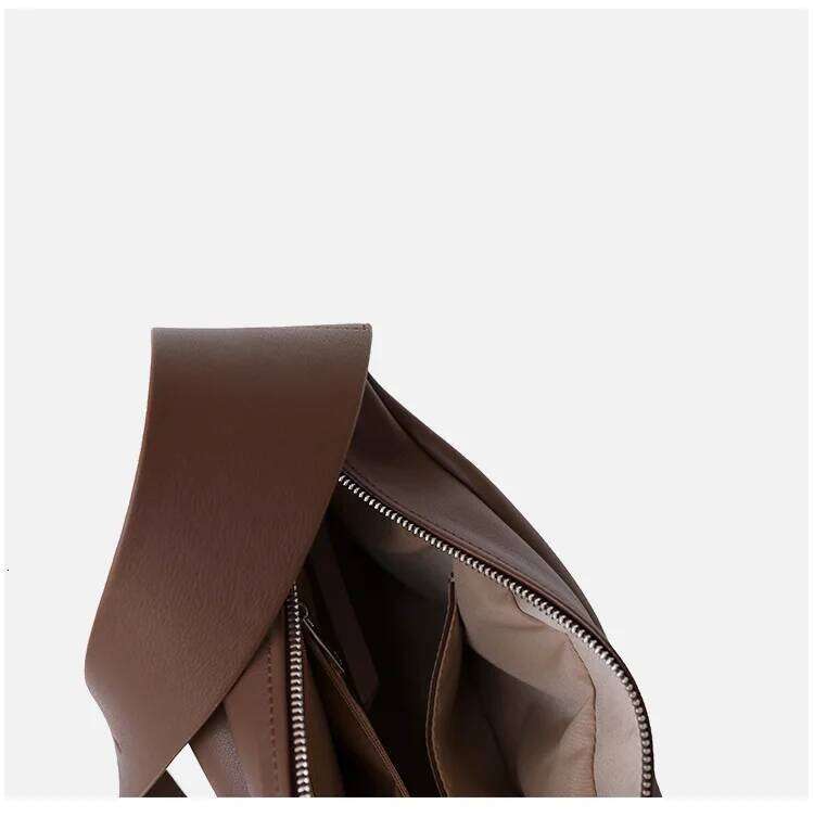 UBELLIN Simple Leather Dumpling Single For Women Retro Wide Shoulder Strap Zipper Half Month Crossbody Bags 2025/06/06