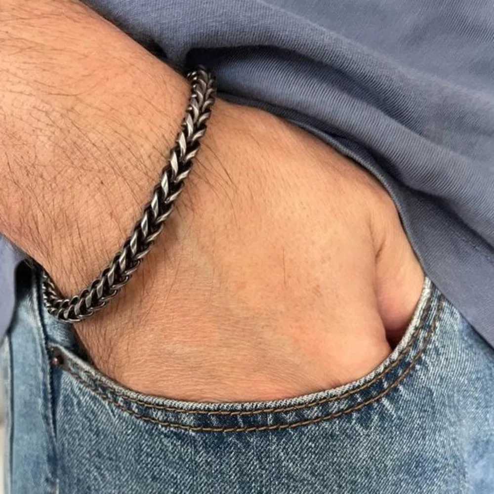 Retro Chain Bracelets for Men Boys Waterproof Stainless Steel Chain Links Wristband Classic Punk Vintage Jewelry Gifts W250606