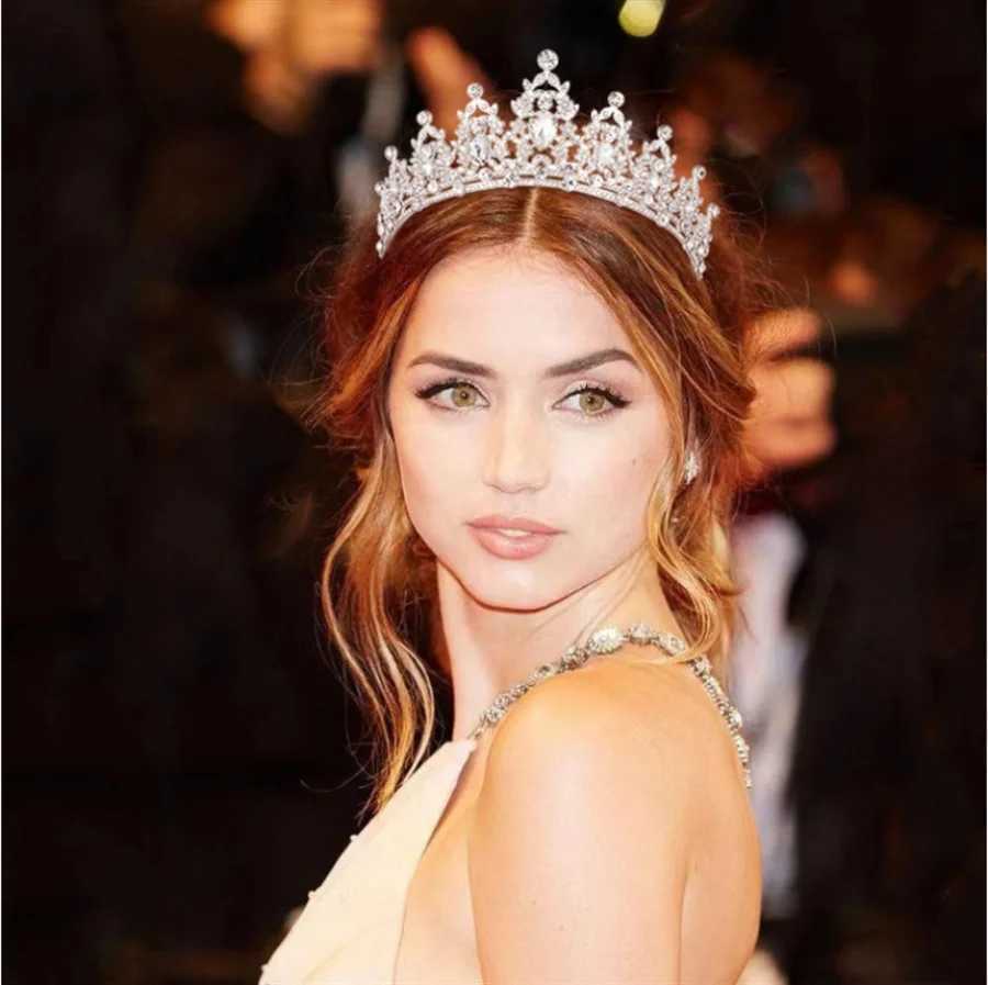 2023 new Wedding Hair Tiara Crystal Bridal Tiara Crown Silver Color Diadem Veil Tiaras Wedding Hair Headpieces Head Jewelry gift Z250605