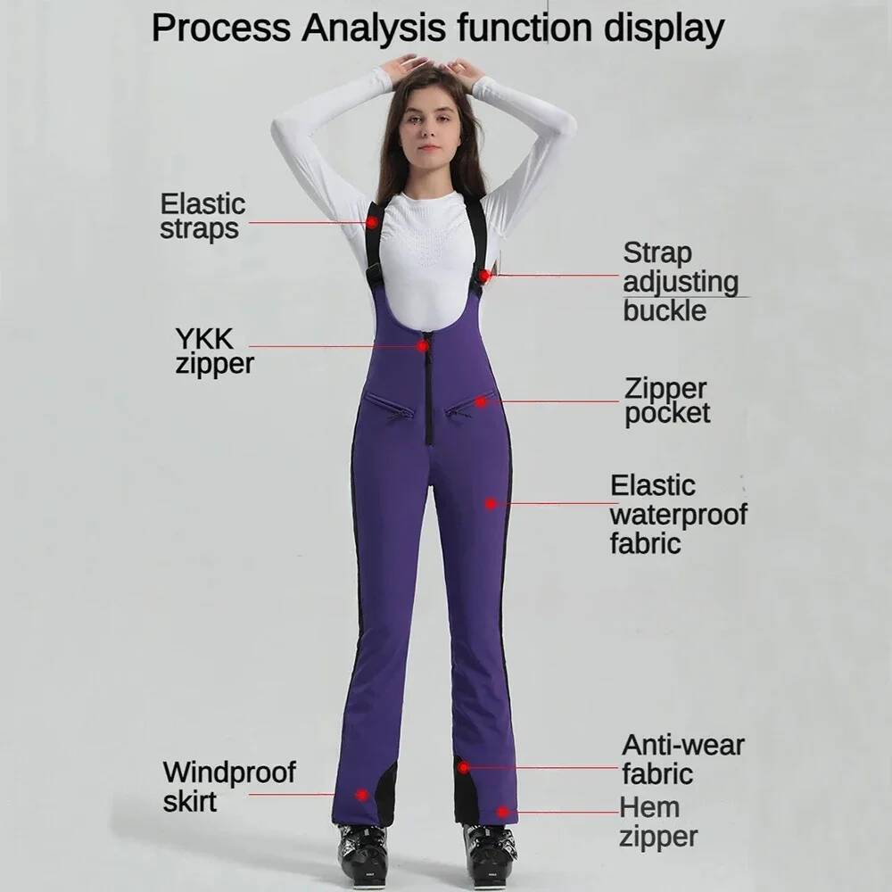 Ddmyoutdoor Winter Skiing Pants Woman High Elastic Snow Jumpsuits Mountain Windproof Trousers Outdoor Snowboard Sport Female Overalls Jogging Suit
