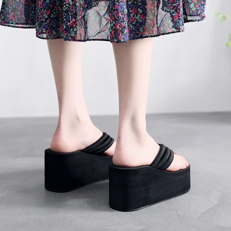Women Fashion Slippers Super High Heels Beach Flip Flops Soft EVA Summer Shoes Woman Platform Slides 11CM Ladies Sandals SH07021 250604