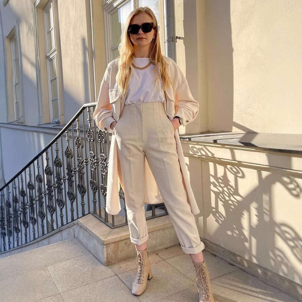 Workplace Women's High-Waisted Slimming Suit Pants, 38 Colors, Youthful Ankle-Length Pants B5