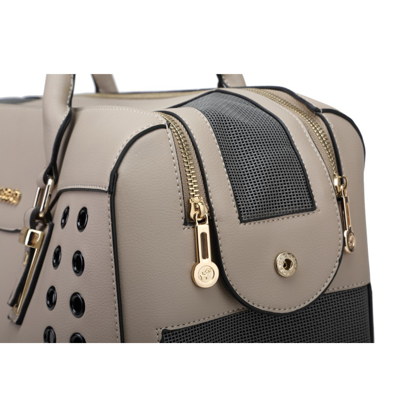 Fashion Dog Purse with Shoulder Strap, Ventilation Holes Holds Up to 15lbs Quality PU Leather Pet Carrier, Cat Carrier, Airline Approved Puppy Purse f