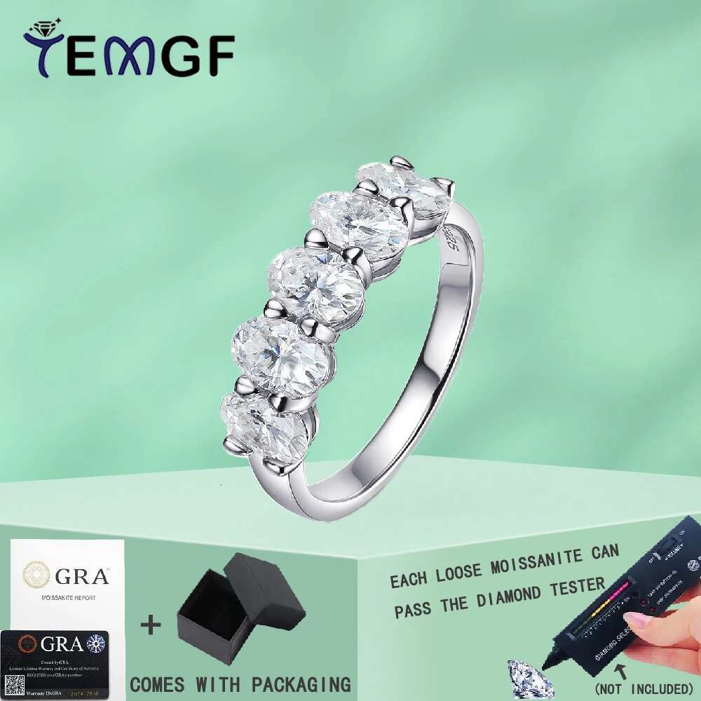 TEMGF 4*6mm Oval Cut Moissanite Rings GRA Certification for Women Fine Jewelry Engagement Wedding Eternity Bands S925 Slive Ring