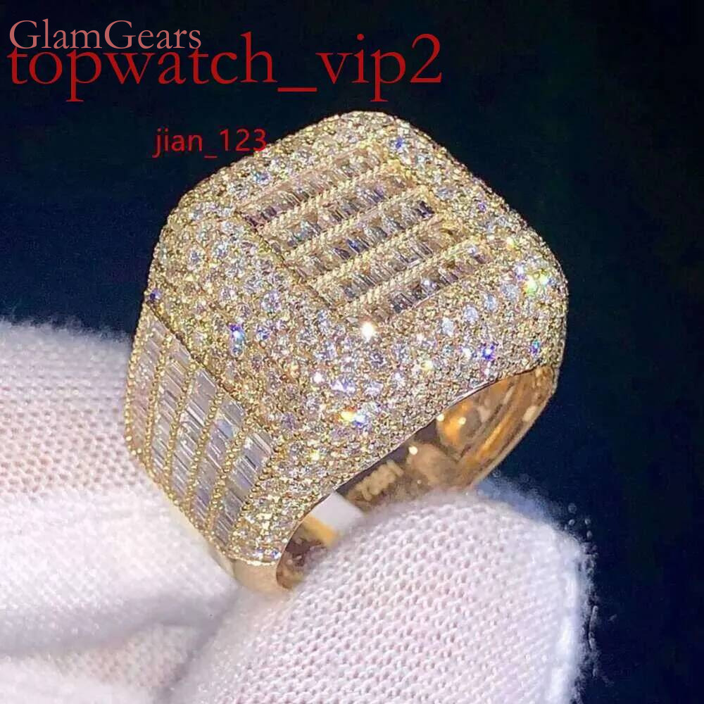 2025Personalized hip-hop ringCustom Championship Iced Out Rock Rings Style Sier GRA VVS Baguette Moissanite Dia Mens Hiphop Ring
