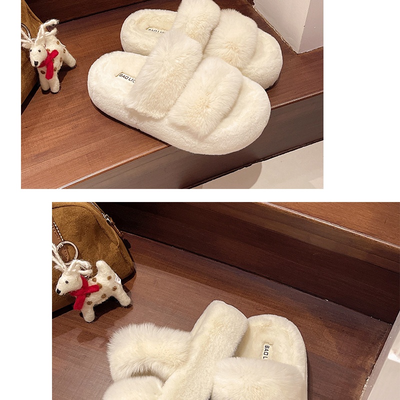 2025 free shipping autumn and winter new designer shoes, women's thick soled slippers for wearing outside, hairy slippers with flat bottom and ve