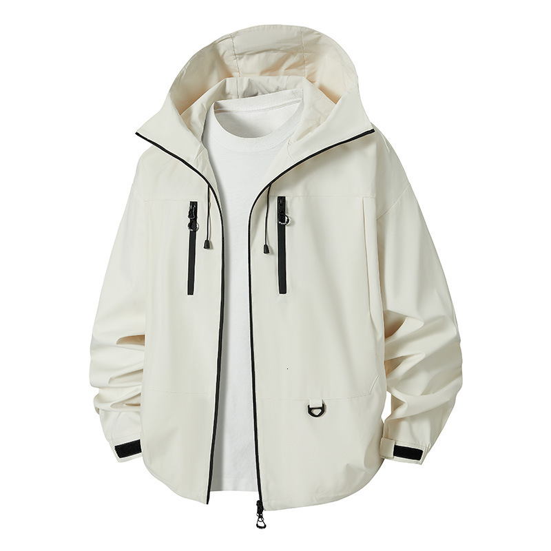 Ddmyoutdoor Spring And Autumn Waterproof Solid Color Unisex Versatile Casual Hooded Hard Shell Outdoor Loose Trendy Jacket Jogging Suit