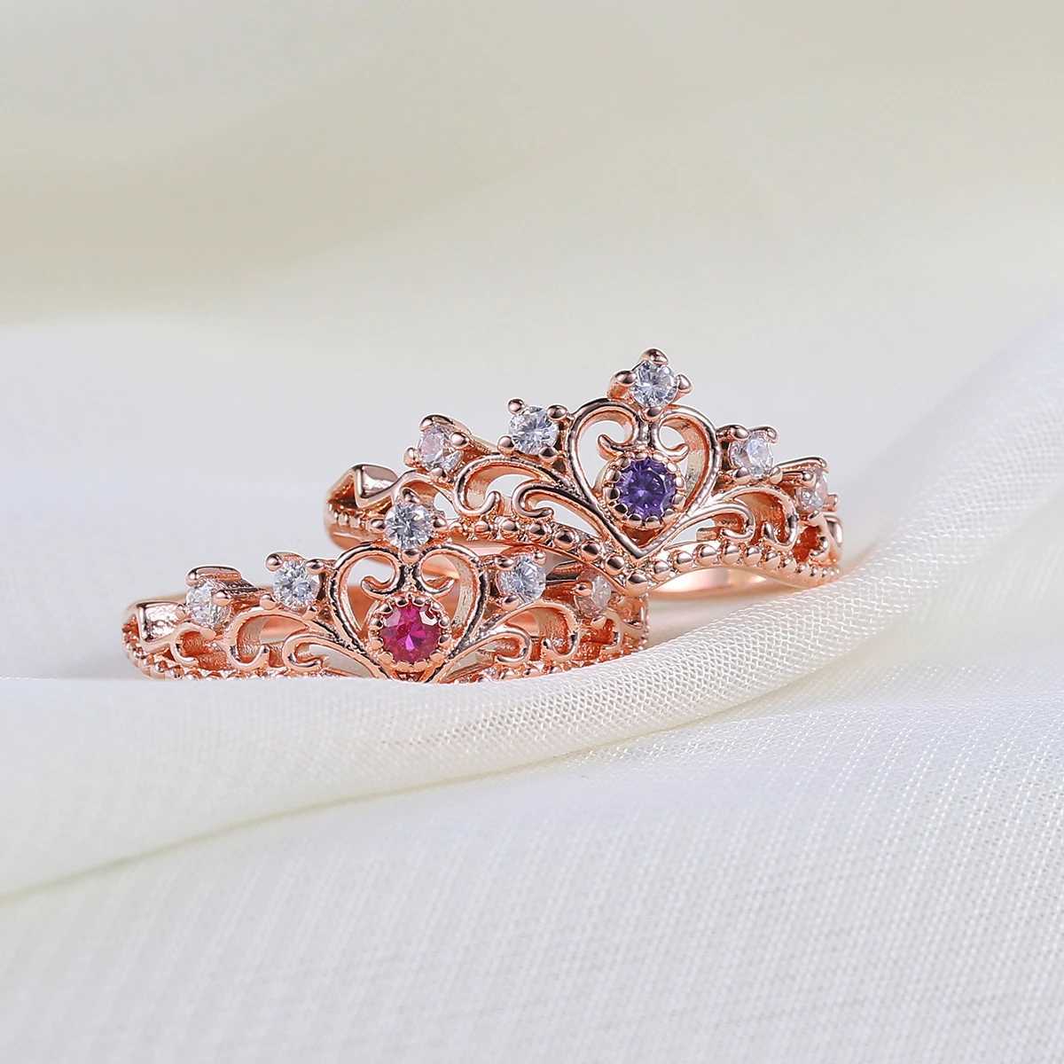 ZHOUYANG Crown Rings For Girls Party Finger Rings Rose Gold Color Brand Crystal Jewelry for women Anel KBR212 W250606